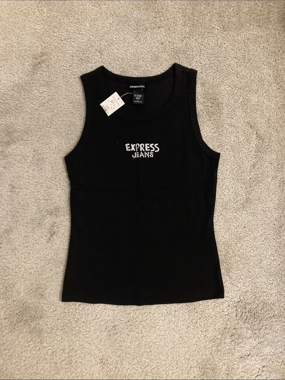Express Black Ribbed Logo Tank Top